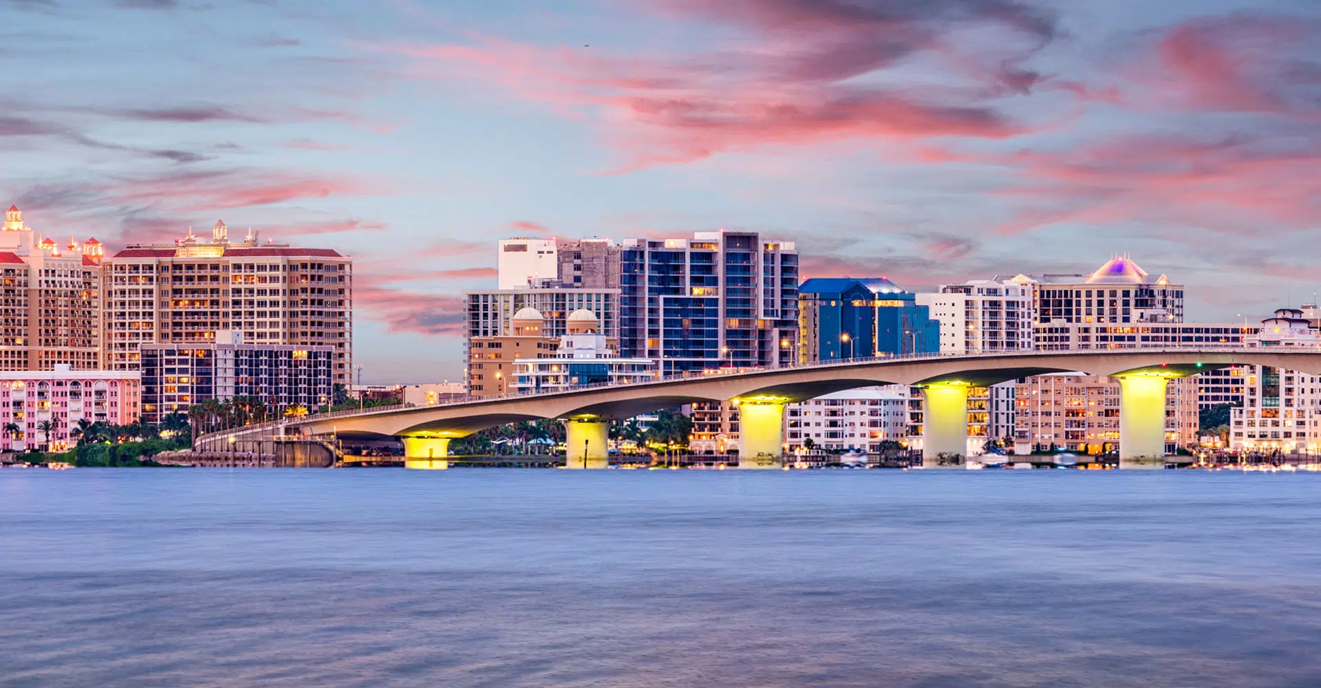 Sarasota, Florida, USA downtown skyline on the bay.